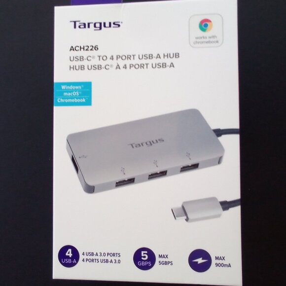 USB-C  TO  4 PORT USB-A HUB , 3.0 PORTS, MAX 5 GBPS , MAX 900mA  MODEL # ACH226 - Picture 2 of 9